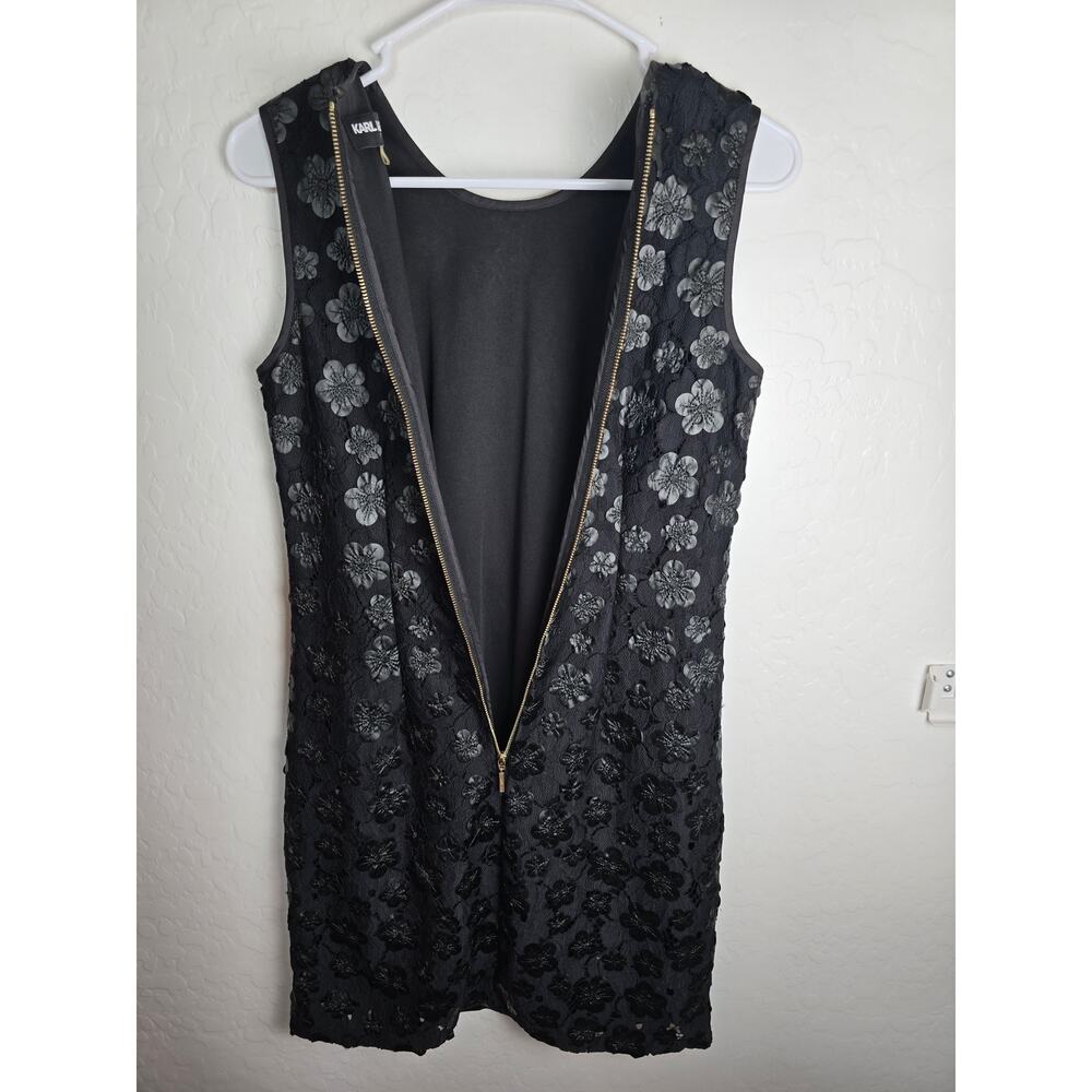 Karl Lagerfeld Sheath Dress Floral Dress Size 2 Black - Picture 6 of 6